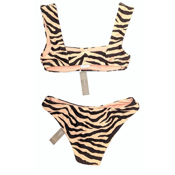 NWT J. Crew | XS/Small 2pc Top & Bottom Zebra Stripe Bikini - Picture 3 of 9